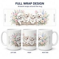 Bichon Frise Ceramic Coffee Mug 15 oz Decorative Large C Handle Mug Cup for Tea, Cocoa Hot Chocolate