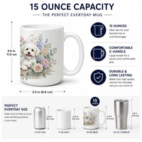 Bichon Frise Ceramic Coffee Mug 15 oz Decorative Large C Handle Mug Cup for Tea, Cocoa Hot Chocolate