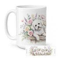 Bichon Frise Ceramic Coffee Mug 15 oz Decorative Large C Handle Mug Cup for Tea, Cocoa Hot Chocolate