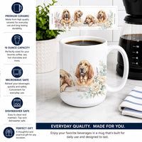 Bloodhound Ceramic Coffee Mug 15 oz Decorative Large C Handle Mug Cup for Tea, Cocoa Hot Chocolate