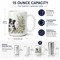 Border Collie Ceramic Coffee Mug 15 oz Decorative Large C Handle Mug Cup for Tea, Cocoa Hot Chocolate
