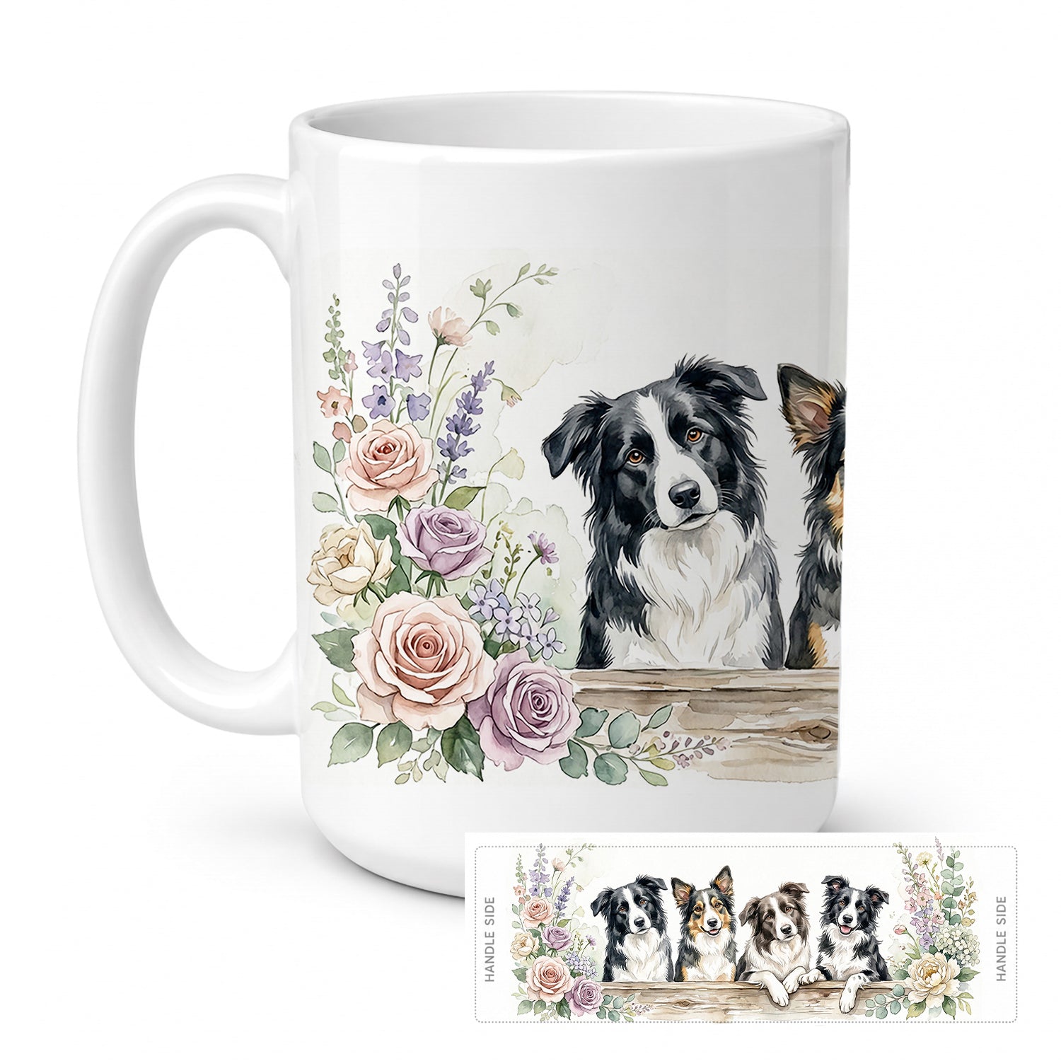 Border Collie Ceramic Coffee Mug 15 oz Decorative Large C Handle Mug Cup for Tea, Cocoa Hot Chocolate