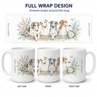 Borzoi Ceramic Coffee Mug 15 oz Decorative Large C Handle Mug Cup for Tea, Cocoa Hot Chocolate