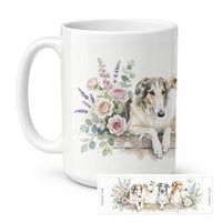 Borzoi Ceramic Coffee Mug 15 oz Decorative Large C Handle Mug Cup for Tea, Cocoa Hot Chocolate