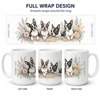 Boston Terrier Ceramic Coffee Mug 15 oz Decorative Large C Handle Mug Cup for Tea, Cocoa Hot Chocolate