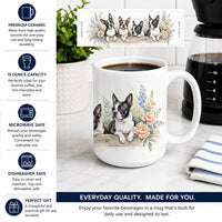 Boston Terrier Ceramic Coffee Mug 15 oz Decorative Large C Handle Mug Cup for Tea, Cocoa Hot Chocolate