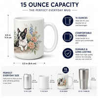Boston Terrier Ceramic Coffee Mug 15 oz Decorative Large C Handle Mug Cup for Tea, Cocoa Hot Chocolate