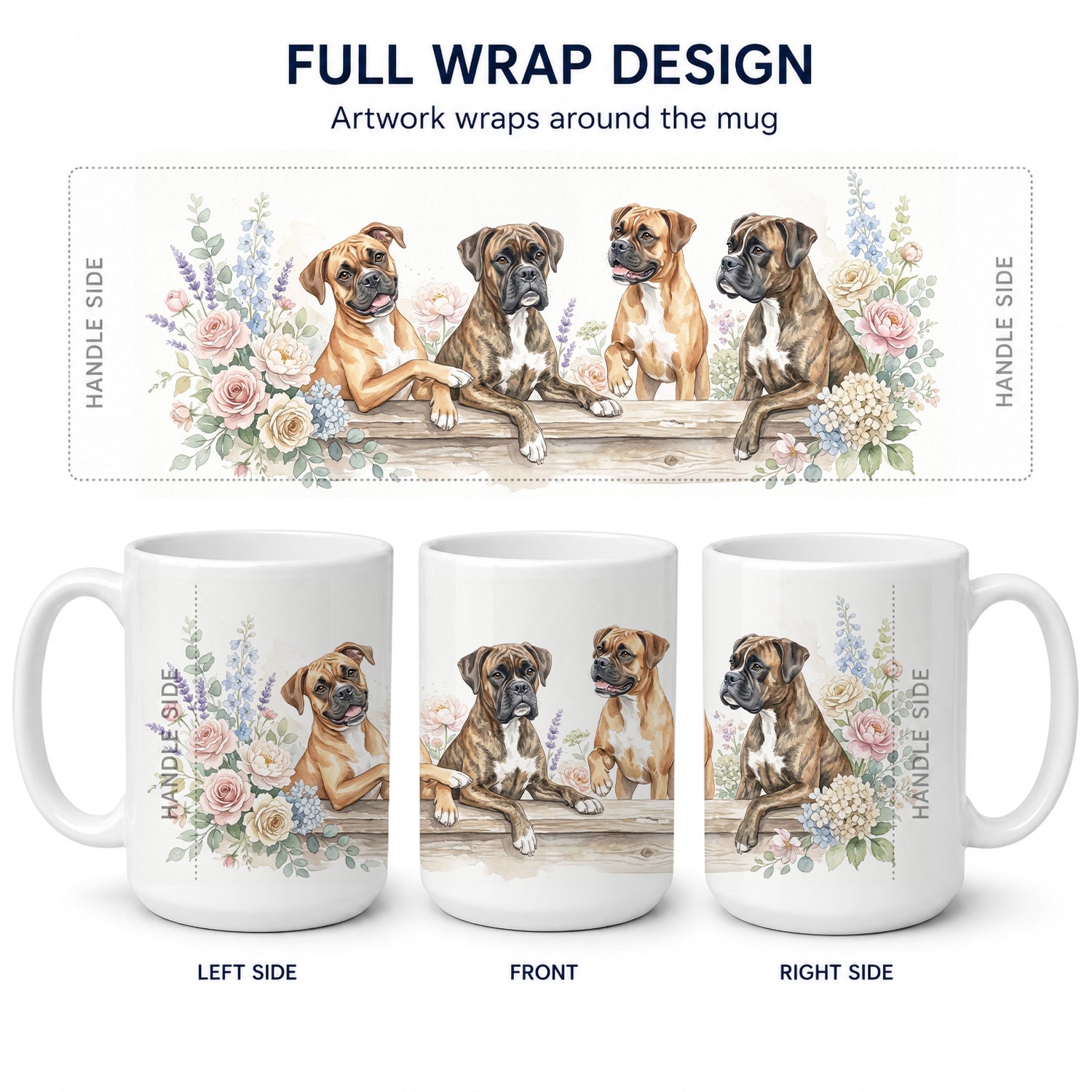 Boxer Ceramic Coffee Mug 15 oz Decorative Large C Handle Mug Cup for Tea, Cocoa Hot Chocolate