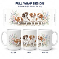 Brittany Spaniel Ceramic Coffee Mug 15 oz Decorative Large C Handle Mug Cup for Tea, Cocoa Hot Chocolate