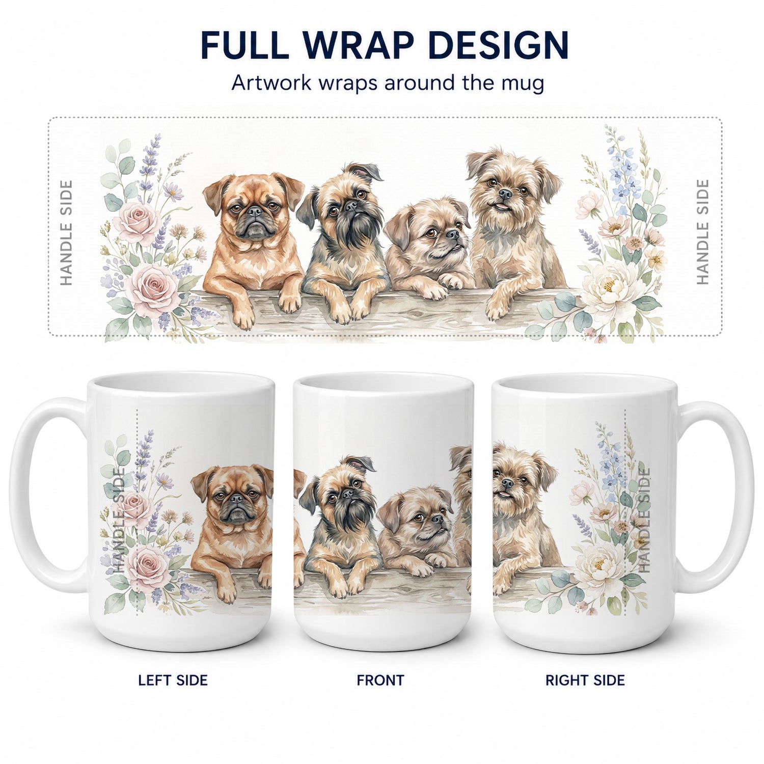 Brussels Griffon Ceramic Coffee Mug 15 oz Decorative Large C Handle Mug Cup for Tea, Cocoa Hot Chocolate
