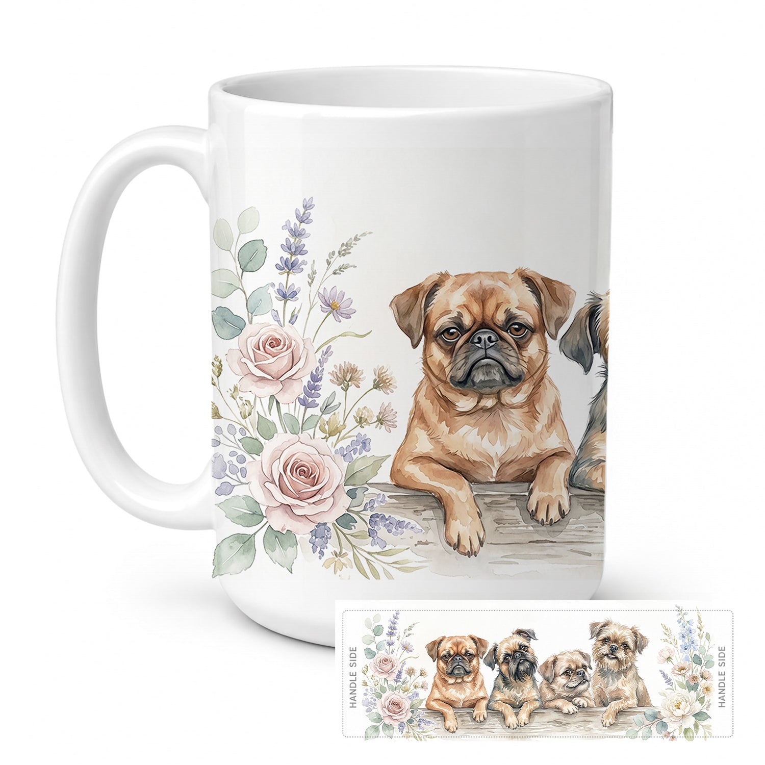 Brussels Griffon Ceramic Coffee Mug 15 oz Decorative Large C Handle Mug Cup for Tea, Cocoa Hot Chocolate