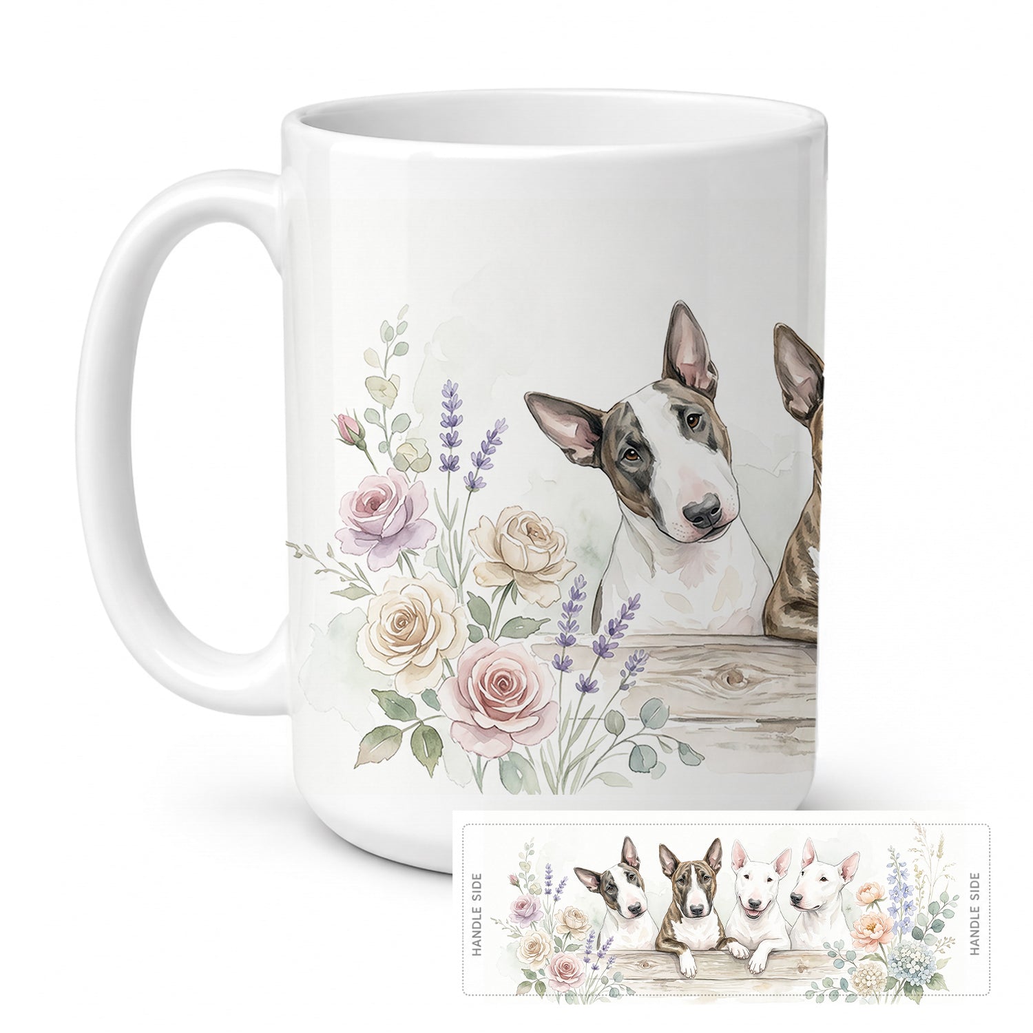 Bull Terrier Ceramic Coffee Mug 15 oz Decorative Large C Handle Mug Cup for Tea, Cocoa Hot Chocolate