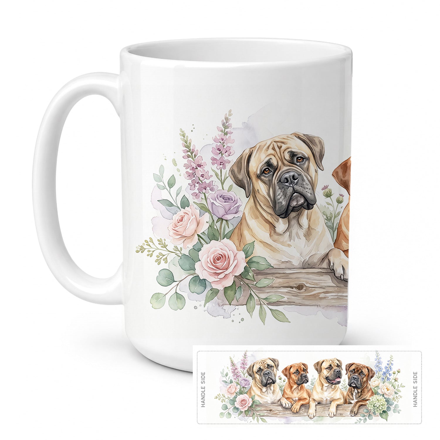 Bullmastiff Ceramic Coffee Mug 15 oz Decorative Large C Handle Mug Cup for Tea, Cocoa Hot Chocolate