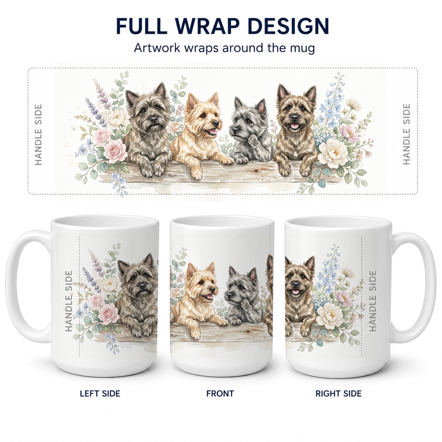 Cairn Terrier Ceramic Coffee Mug 15 oz Decorative Large C Handle Mug Cup for Tea, Cocoa Hot Chocolate