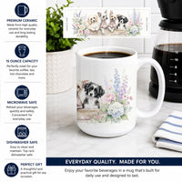 Chinese Crested Ceramic Coffee Mug 15 oz Decorative Large C Handle Mug Cup for Tea, Cocoa Hot Chocolate