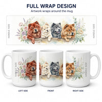 Chow Chow Ceramic Coffee Mug 15 oz Decorative Large C Handle Mug Cup for Tea, Cocoa Hot Chocolate