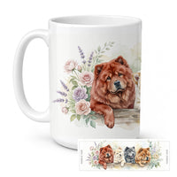 Chow Chow Ceramic Coffee Mug 15 oz Decorative Large C Handle Mug Cup for Tea, Cocoa Hot Chocolate