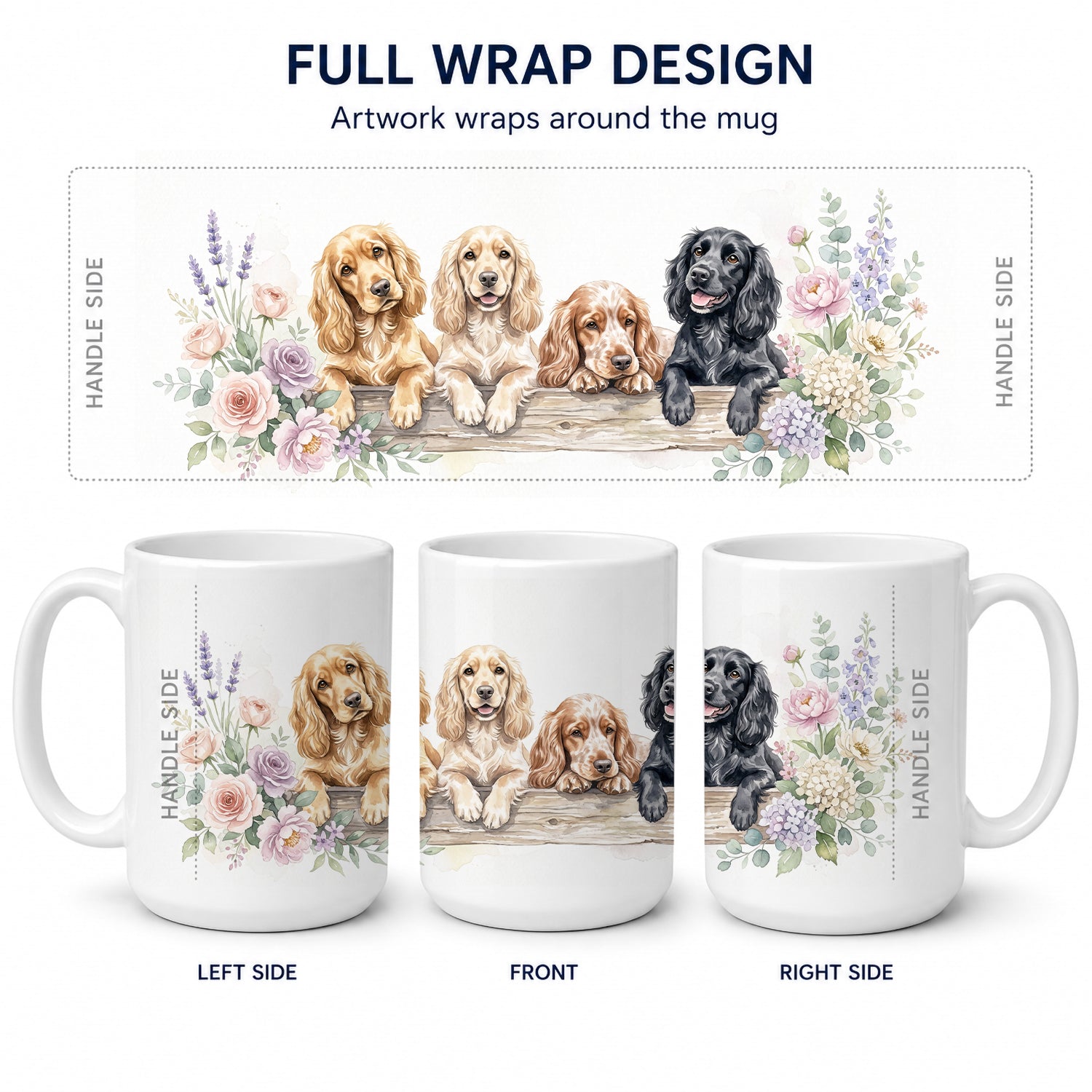 Cocker Spaniel Ceramic Coffee Mug 15 oz Decorative Large C Handle Mug Cup for Tea, Cocoa Hot Chocolate