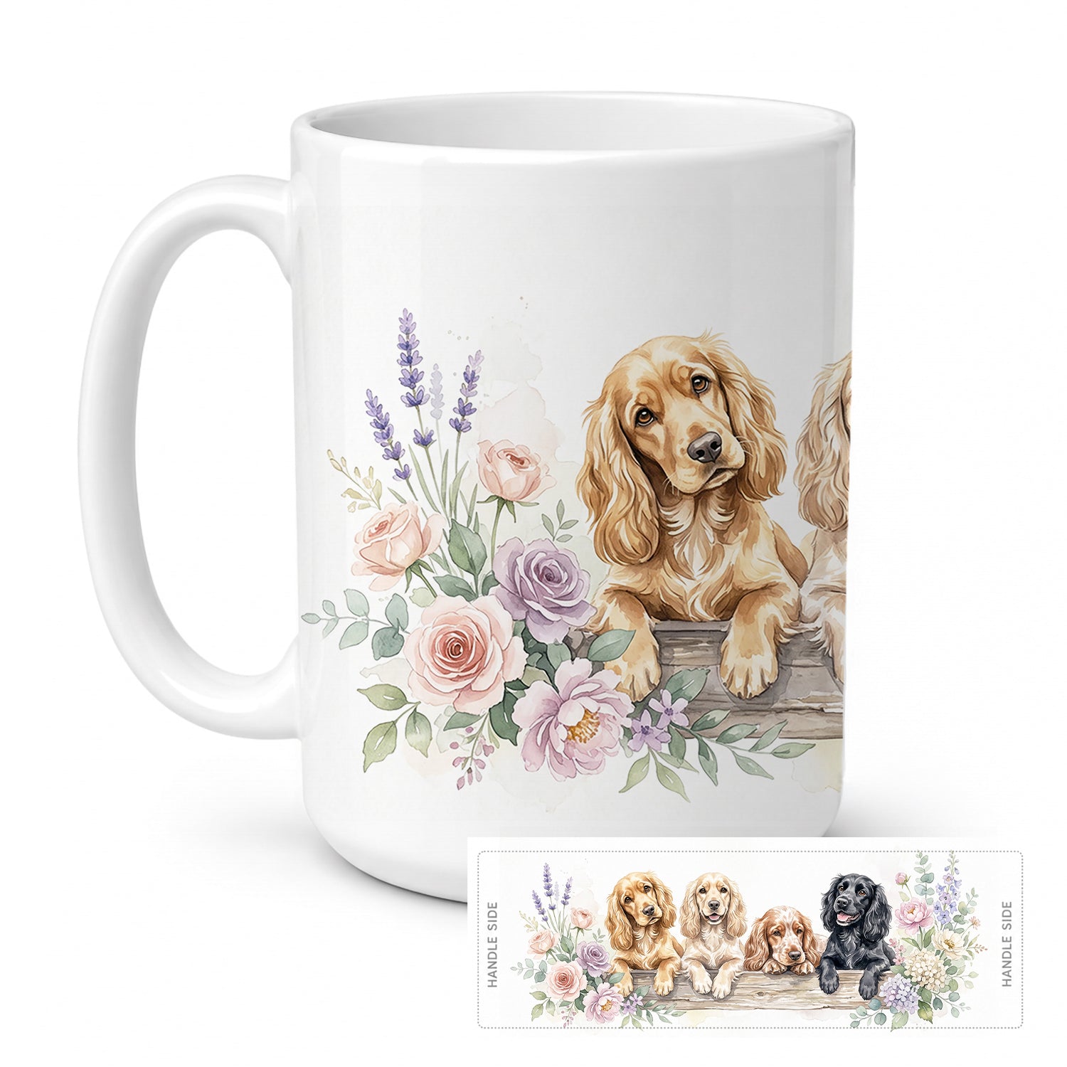 Cocker Spaniel Ceramic Coffee Mug 15 oz Decorative Large C Handle Mug Cup for Tea, Cocoa Hot Chocolate