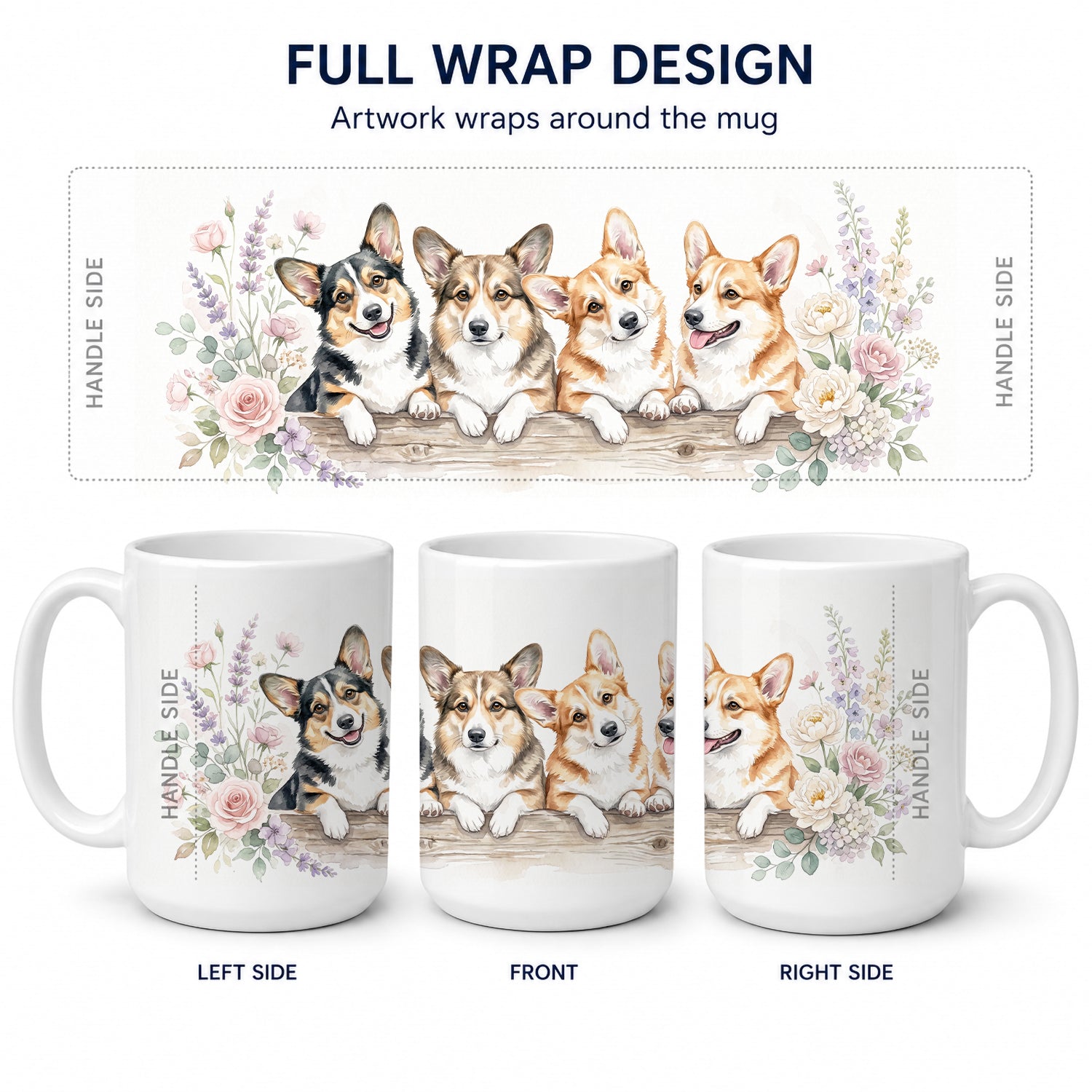 Corgi Ceramic Coffee Mug 15 oz Decorative Large C Handle Mug Cup for Tea, Cocoa Hot Chocolate