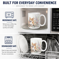 Corgi Ceramic Coffee Mug 15 oz Decorative Large C Handle Mug Cup for Tea, Cocoa Hot Chocolate