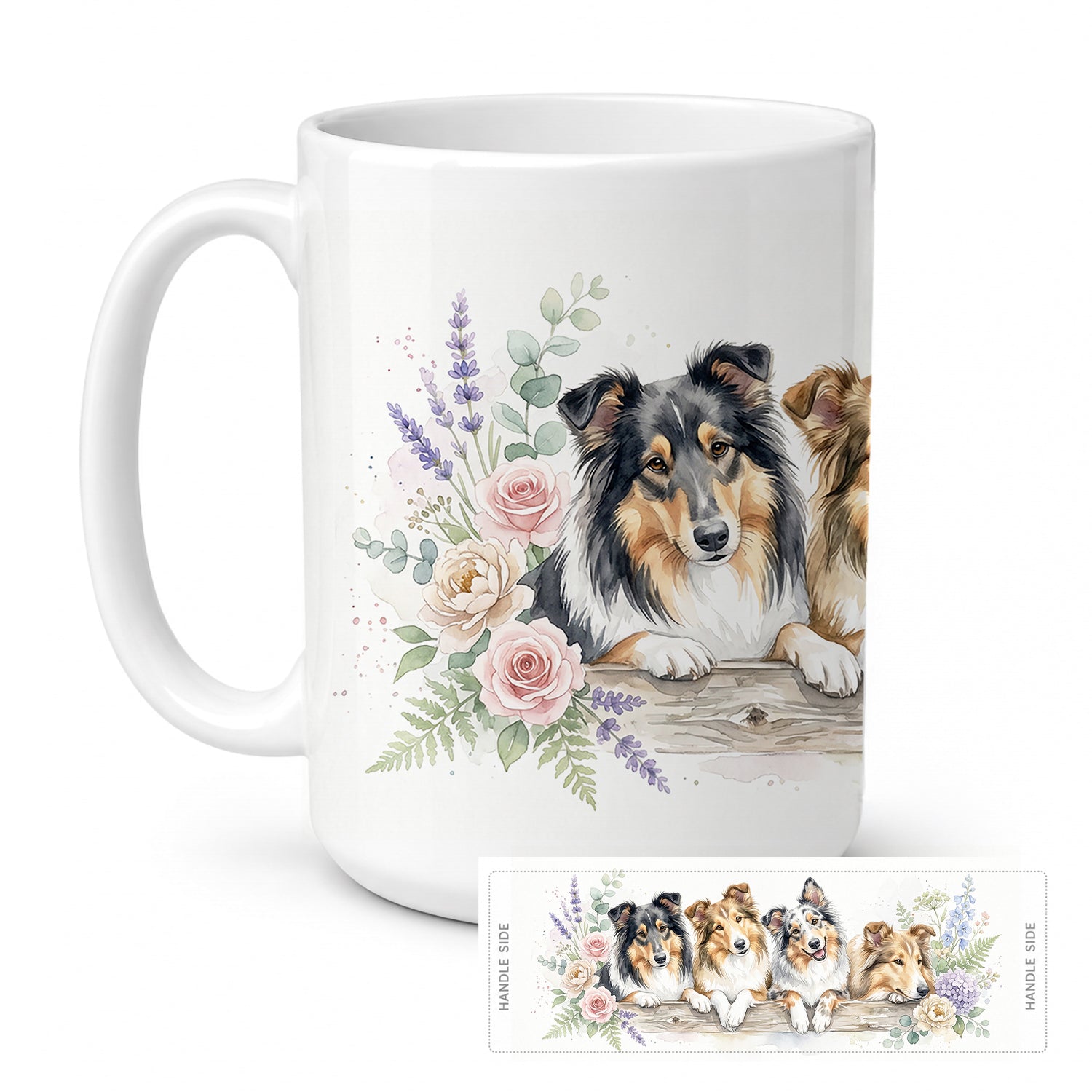 Collie Ceramic Coffee Mug 15 oz Decorative Large C Handle Mug Cup for Tea, Cocoa Hot Chocolate