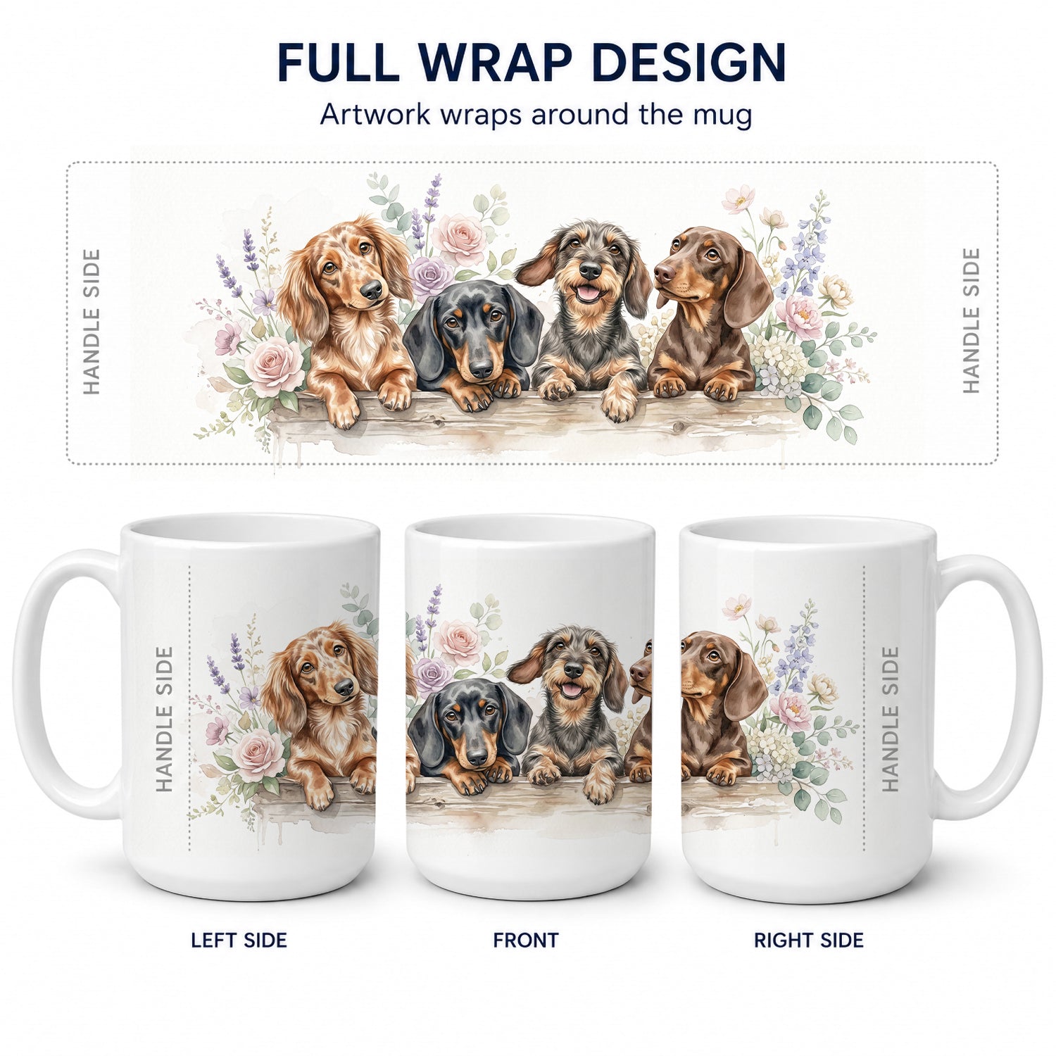 Dachshund Ceramic Coffee Mug 15 oz Decorative Large C Handle Mug Cup for Tea, Cocoa Hot Chocolate