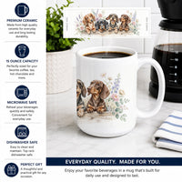 Dachshund Ceramic Coffee Mug 15 oz Decorative Large C Handle Mug Cup for Tea, Cocoa Hot Chocolate