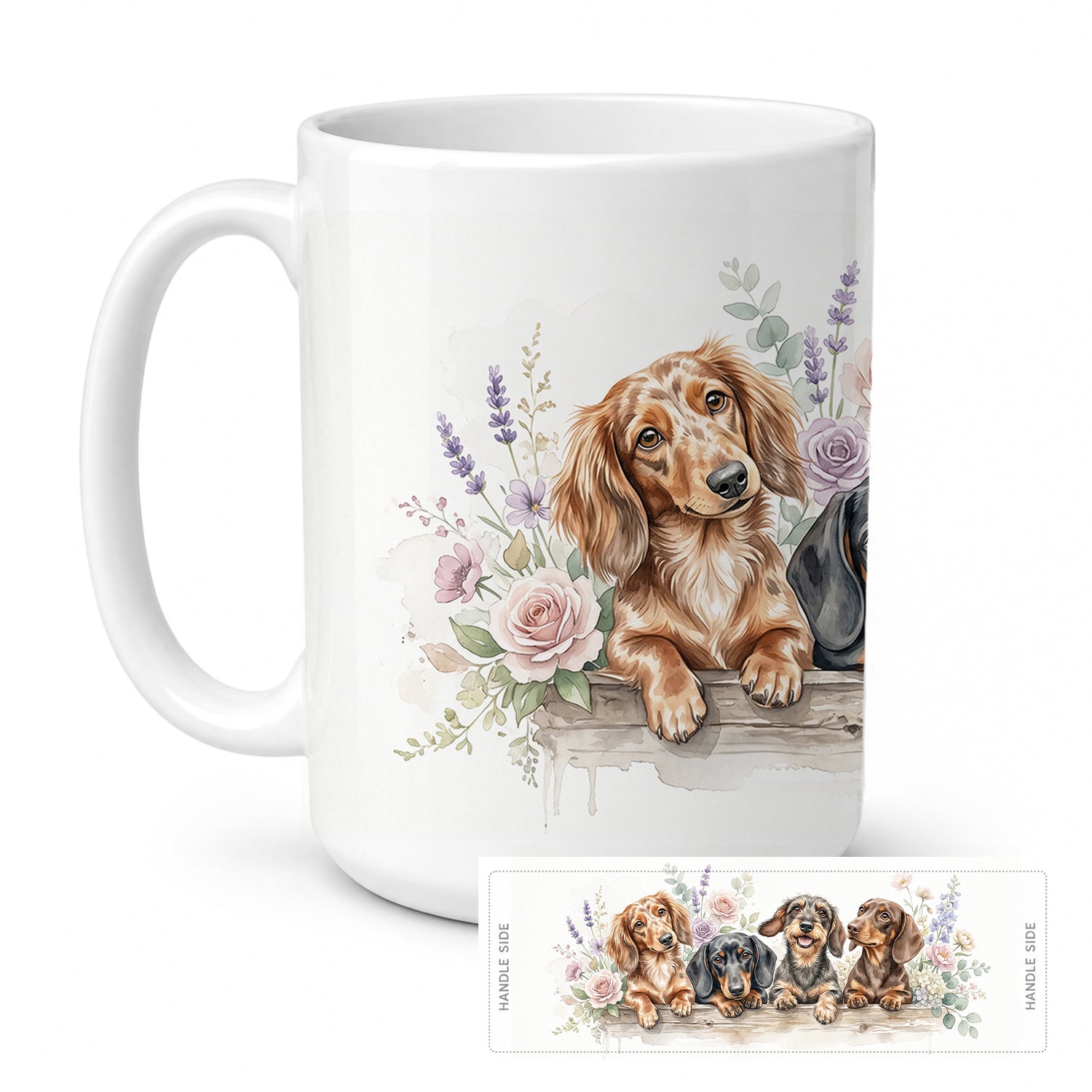 Dachshund Ceramic Coffee Mug 15 oz Decorative Large C Handle Mug Cup for Tea, Cocoa Hot Chocolate