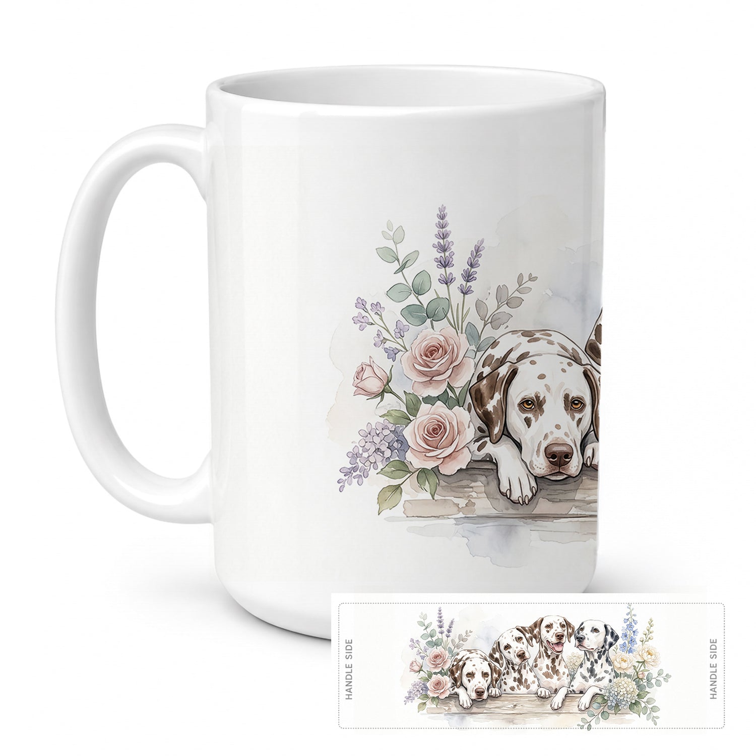 Dalmatian Ceramic Coffee Mug 15 oz Decorative Large C Handle Mug Cup for Tea, Cocoa Hot Chocolate