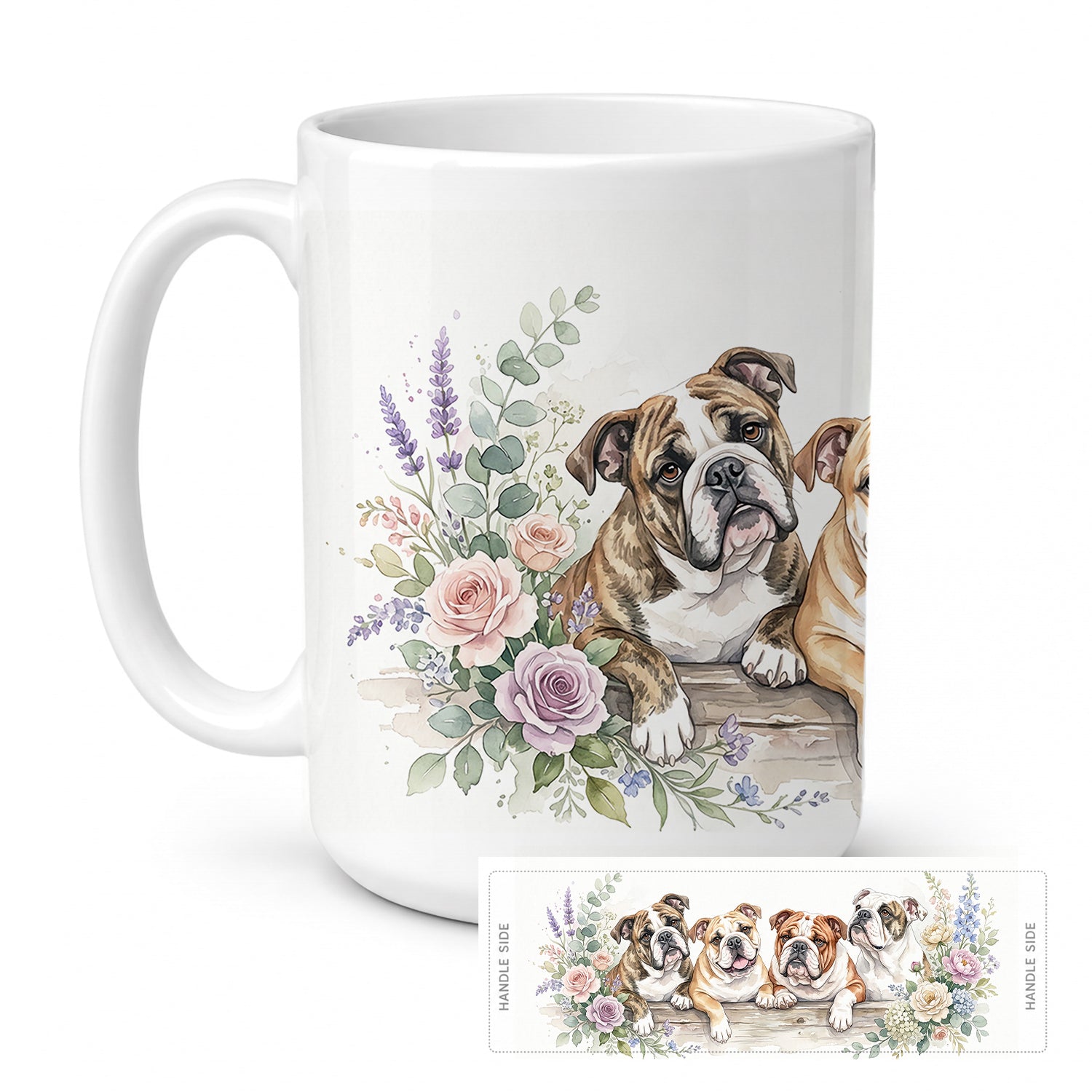 English Bulldog Ceramic Coffee Mug 15 oz Decorative Large C Handle Mug Cup for Tea, Cocoa Hot Chocolate