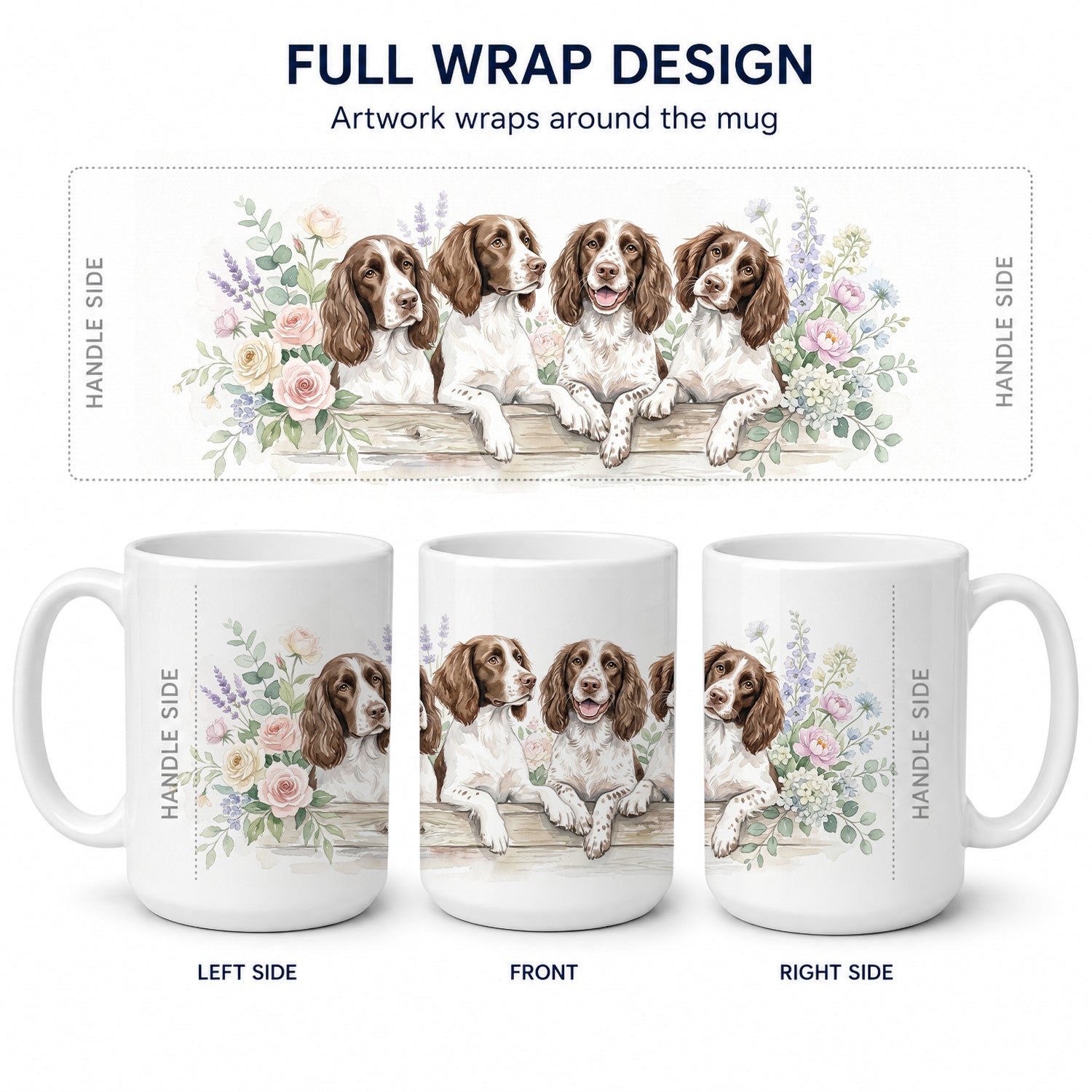 English Springer Spaniel Ceramic Coffee Mug 15 oz Decorative Large C Handle Mug Cup for Tea, Cocoa Hot Chocolate