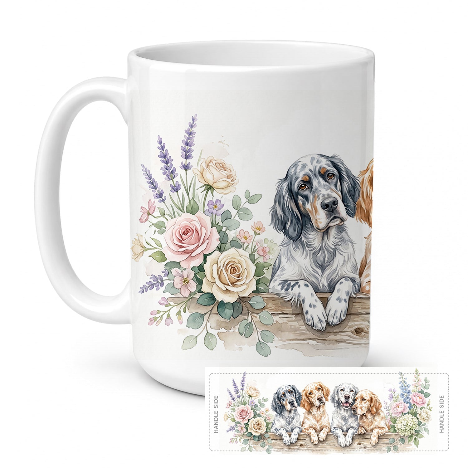 English Springer Spaniel Ceramic Coffee Mug 15 oz Decorative Large C Handle Mug Cup for Tea, Cocoa Hot Chocolate