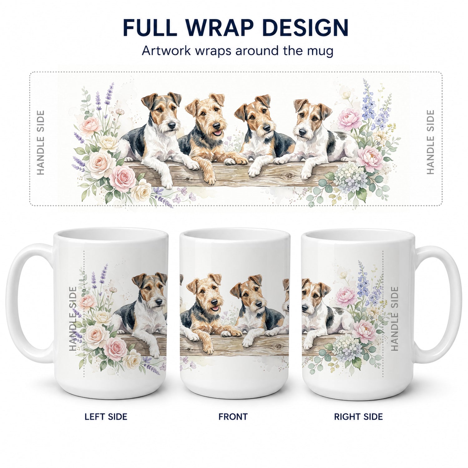 Fox Terrier Ceramic Coffee Mug 15 oz Decorative Large C Handle Mug Cup for Tea, Cocoa Hot Chocolate