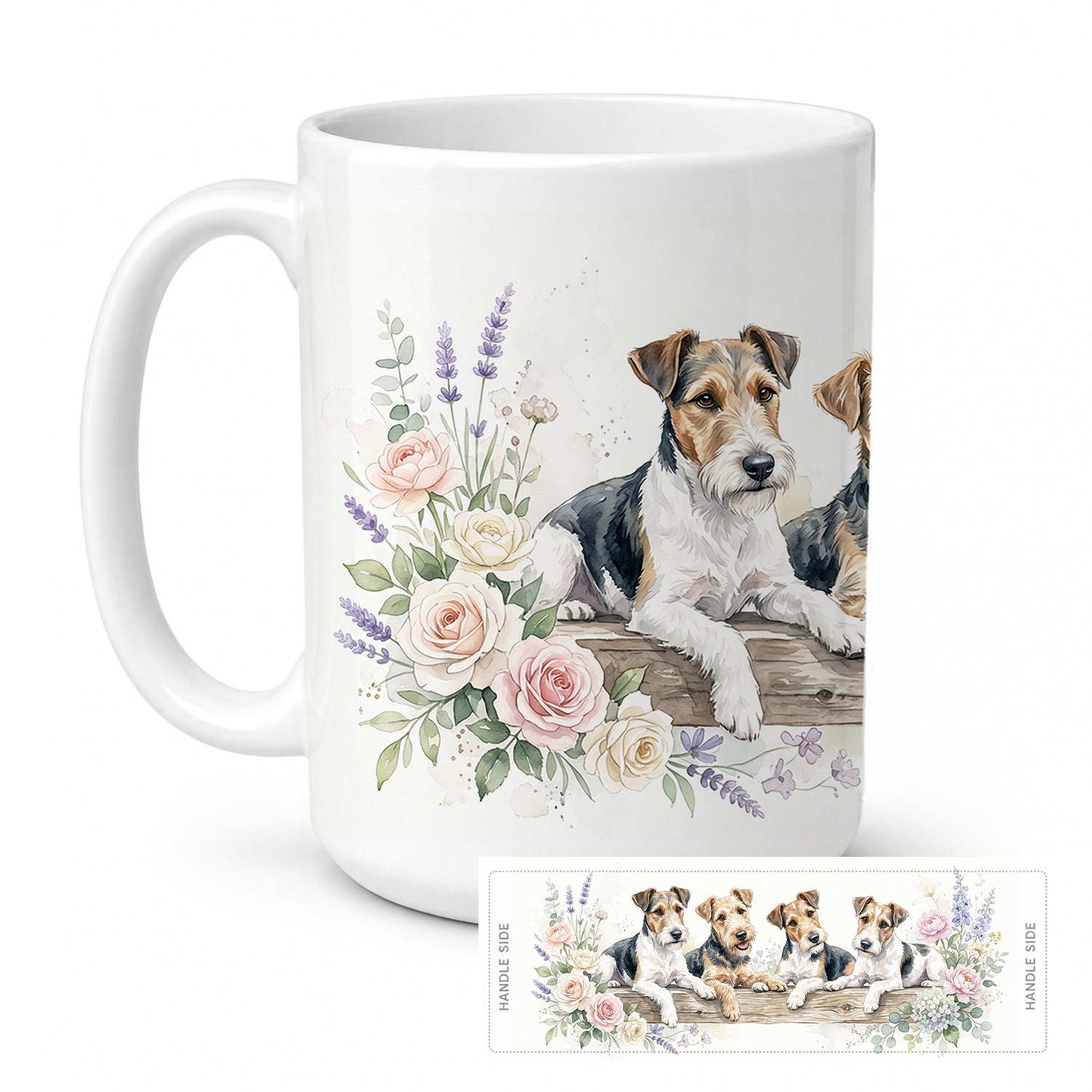 Fox Terrier Ceramic Coffee Mug 15 oz Decorative Large C Handle Mug Cup for Tea, Cocoa Hot Chocolate