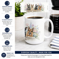 German Shepherd Ceramic Coffee Mug 15 oz Decorative Large C Handle Mug Cup for Tea, Cocoa Hot Chocolate
