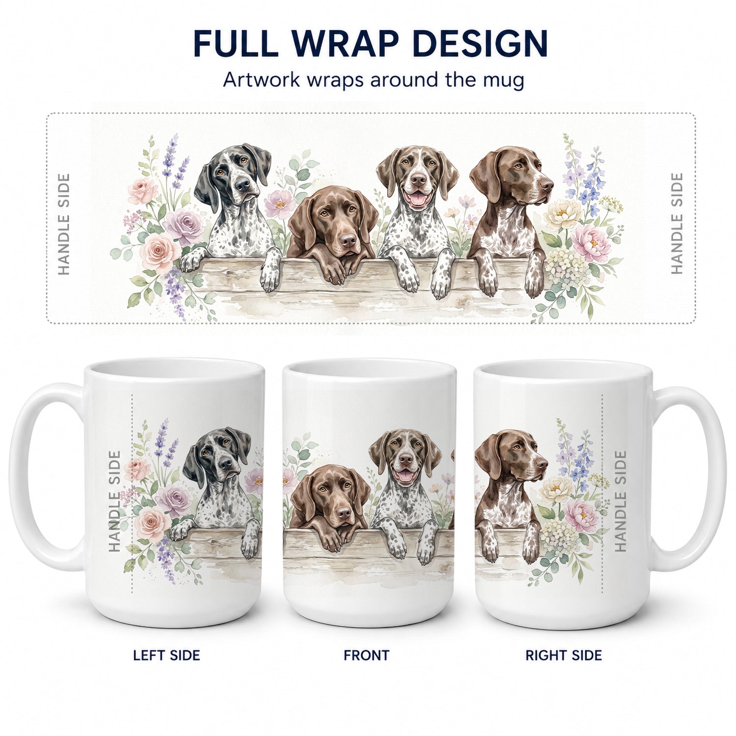 German Shorthaired Pointer Ceramic Coffee Mug 15 oz Decorative Large C Handle Mug Cup for Tea, Cocoa Hot Chocolate