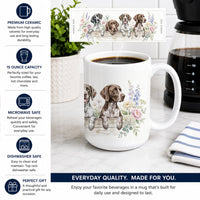 German Shorthaired Pointer Ceramic Coffee Mug 15 oz Decorative Large C Handle Mug Cup for Tea, Cocoa Hot Chocolate