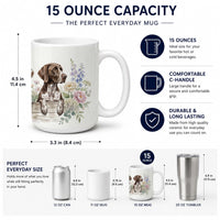 German Shorthaired Pointer Ceramic Coffee Mug 15 oz Decorative Large C Handle Mug Cup for Tea, Cocoa Hot Chocolate