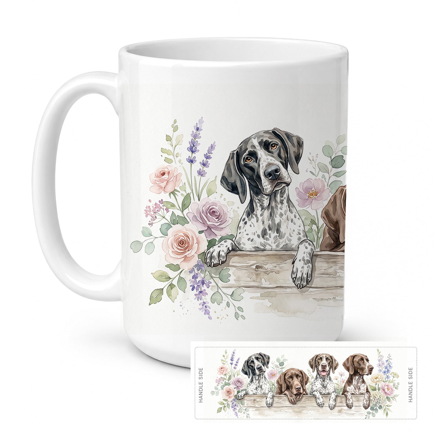 German Shorthaired Pointer Ceramic Coffee Mug 15 oz Decorative Large C Handle Mug Cup for Tea, Cocoa Hot Chocolate