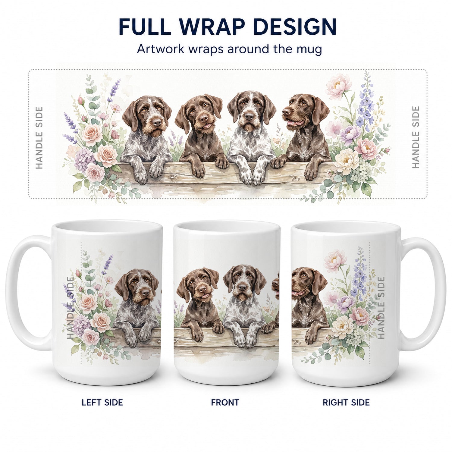 German Wirehaired Pointer Ceramic Coffee Mug 15 oz Decorative Large C Handle Mug Cup for Tea, Cocoa Hot Chocolate