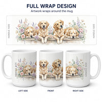Golden Retriever Ceramic Coffee Mug 15 oz Decorative Large C Handle Mug Cup for Tea, Cocoa Hot Chocolate
