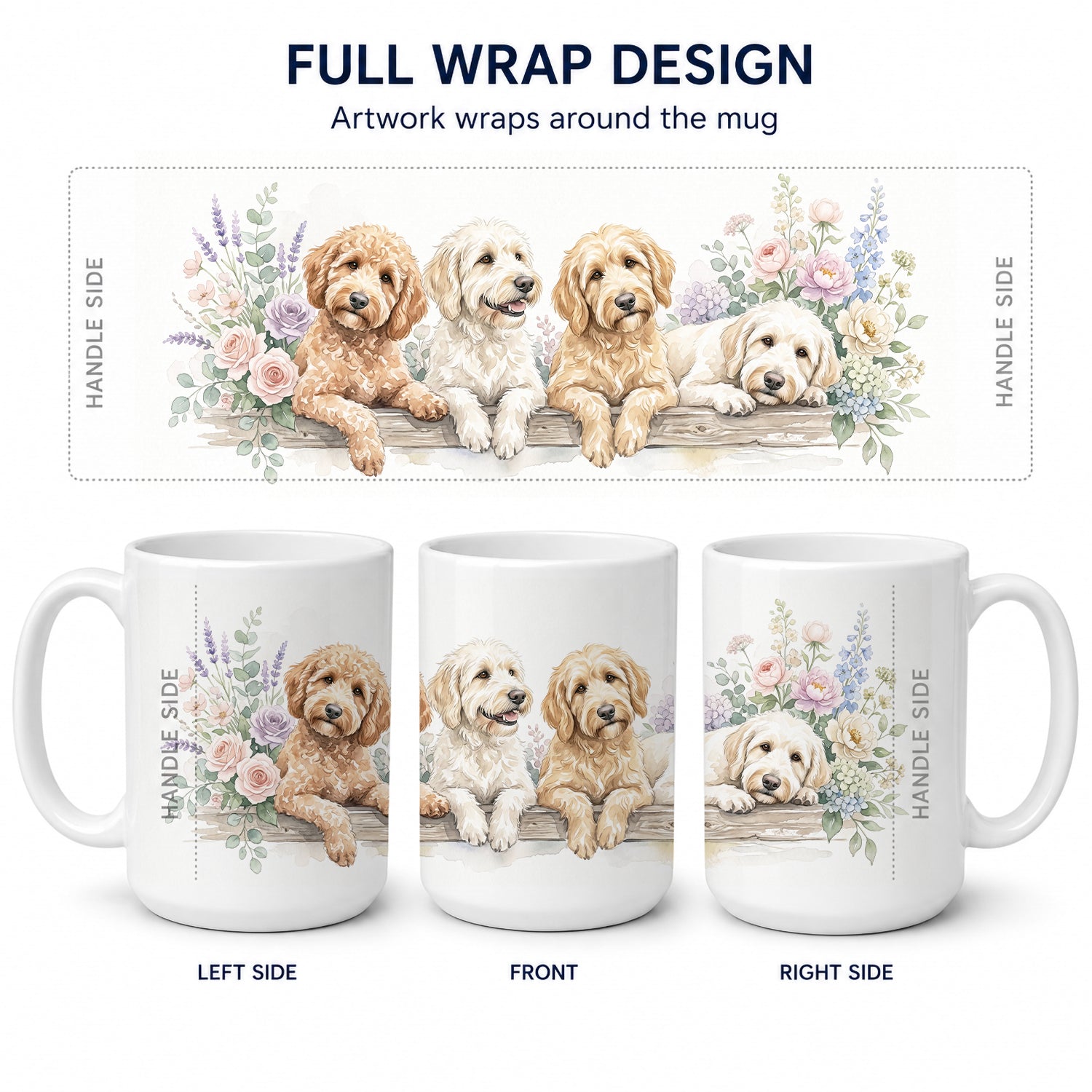 Goldendoodle Ceramic Coffee Mug 15 oz Decorative Large C Handle Mug Cup for Tea, Cocoa Hot Chocolate