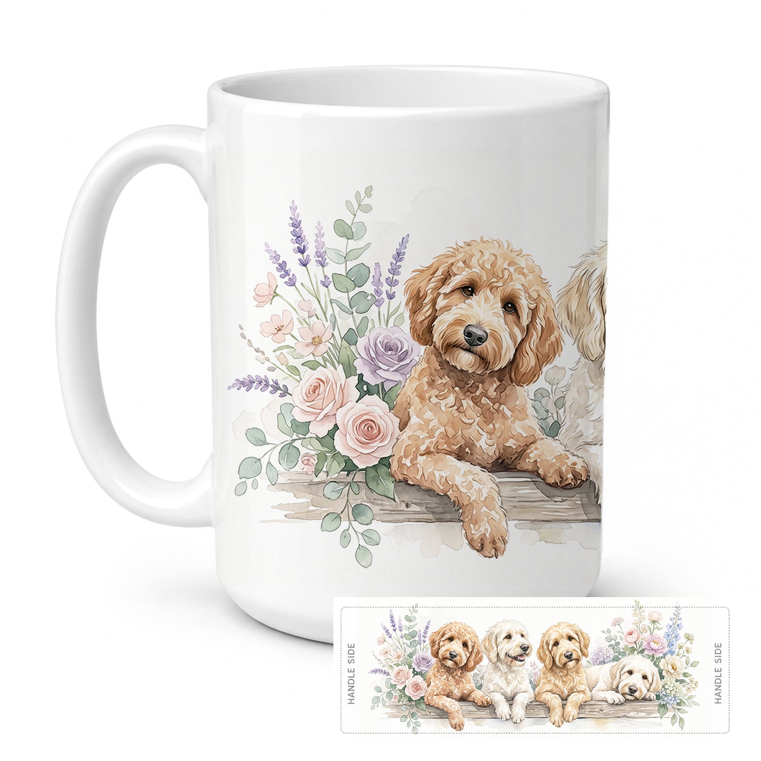 Goldendoodle Ceramic Coffee Mug 15 oz Decorative Large C Handle Mug Cup for Tea, Cocoa Hot Chocolate