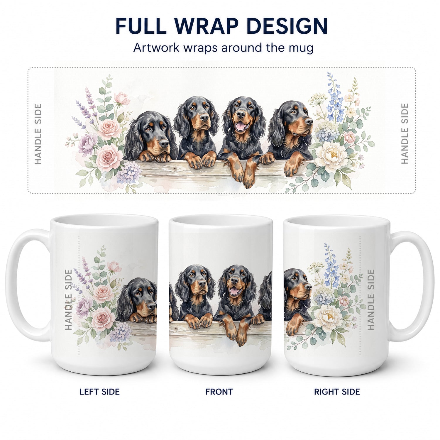 Gordon Setter Ceramic Coffee Mug 15 oz Decorative Large C Handle Mug Cup for Tea, Cocoa Hot Chocolate