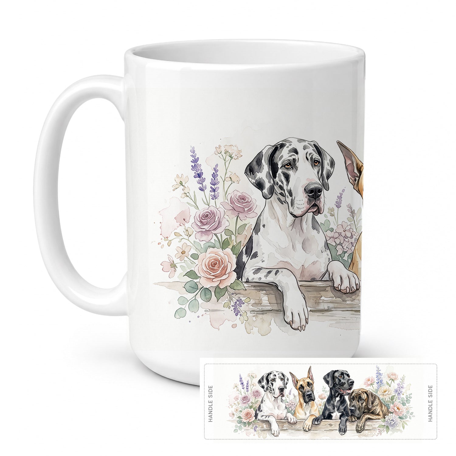 Great Dane Ceramic Coffee Mug 15 oz Decorative Large C Handle Mug Cup for Tea, Cocoa Hot Chocolate