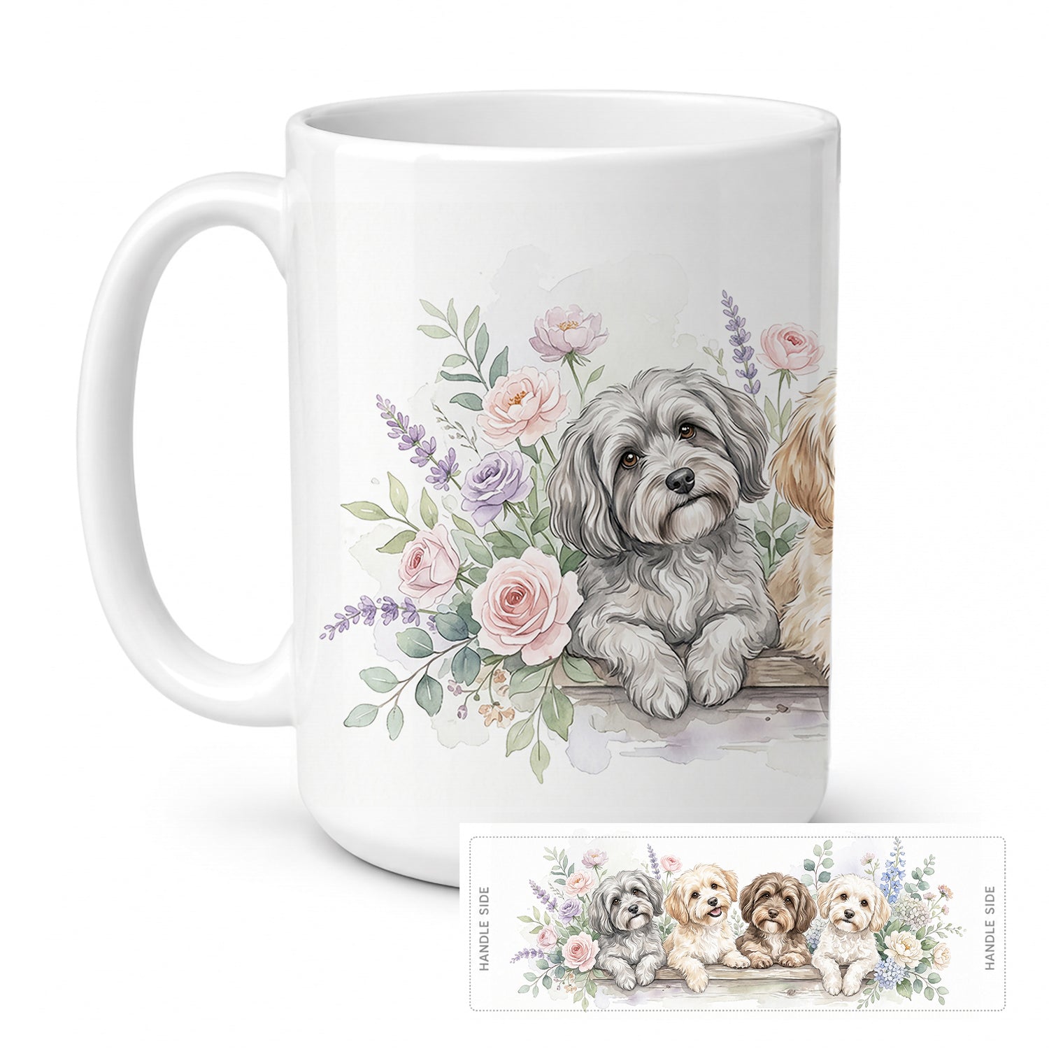 Havanese Ceramic Coffee Mug 15 oz Decorative Large C Handle Mug Cup for Tea, Cocoa Hot Chocolate