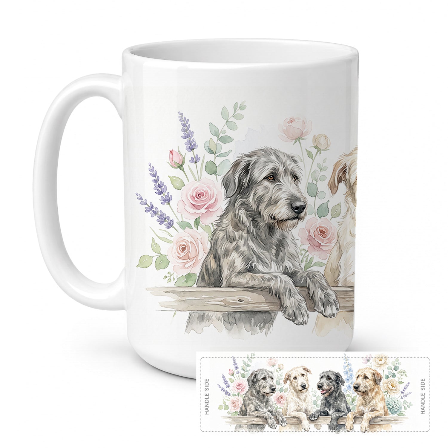 Irish Wolfhound Ceramic Coffee Mug 15 oz Decorative Large C Handle Mug Cup for Tea, Cocoa Hot Chocolate
