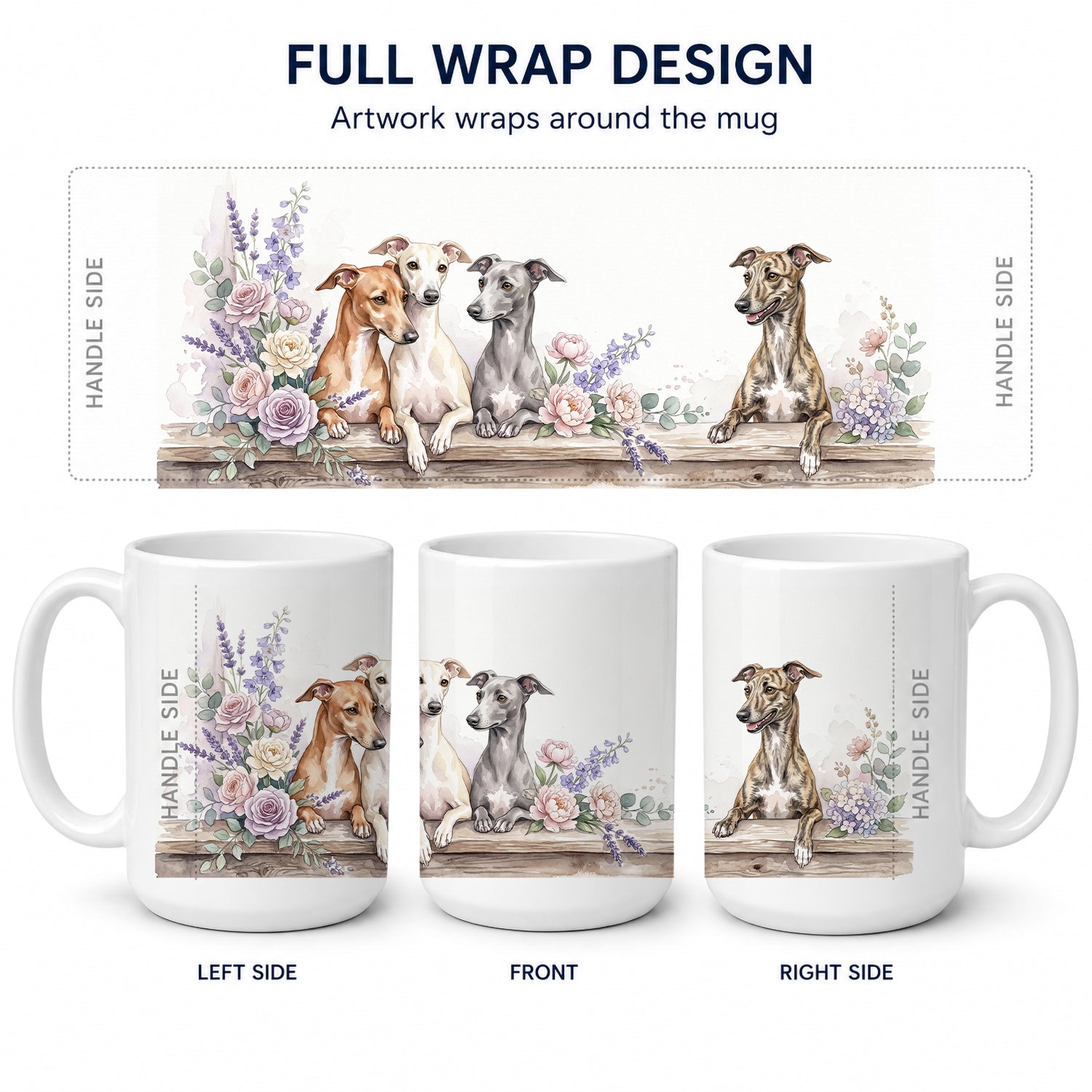 Italian Greyhound Ceramic Coffee Mug 15 oz Decorative Large C Handle Mug Cup for Tea, Cocoa Hot Chocolate