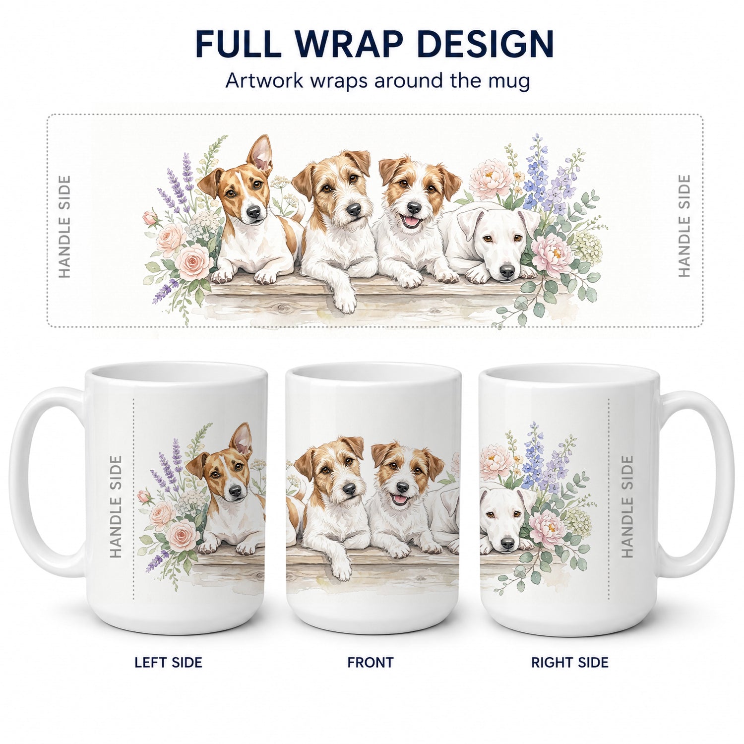 Jack Russell Terrier Ceramic Coffee Mug 15 oz Decorative Large C Handle Mug Cup for Tea, Cocoa Hot Chocolate